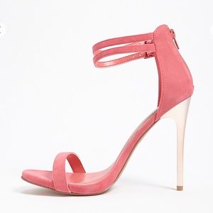 NIB Barbie pink stiletto suede sandals translucent high heels